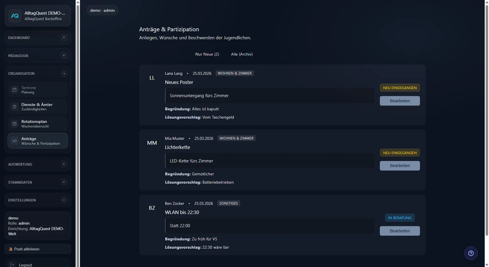 Digitale Anträge und Partizipation in AlltagQuest – Wünsche und Beschwerden der Jugendlichen