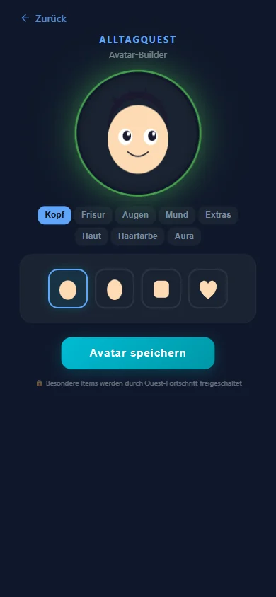 Jugendlichen-App: Avatar-Builder mit freischaltbaren Items