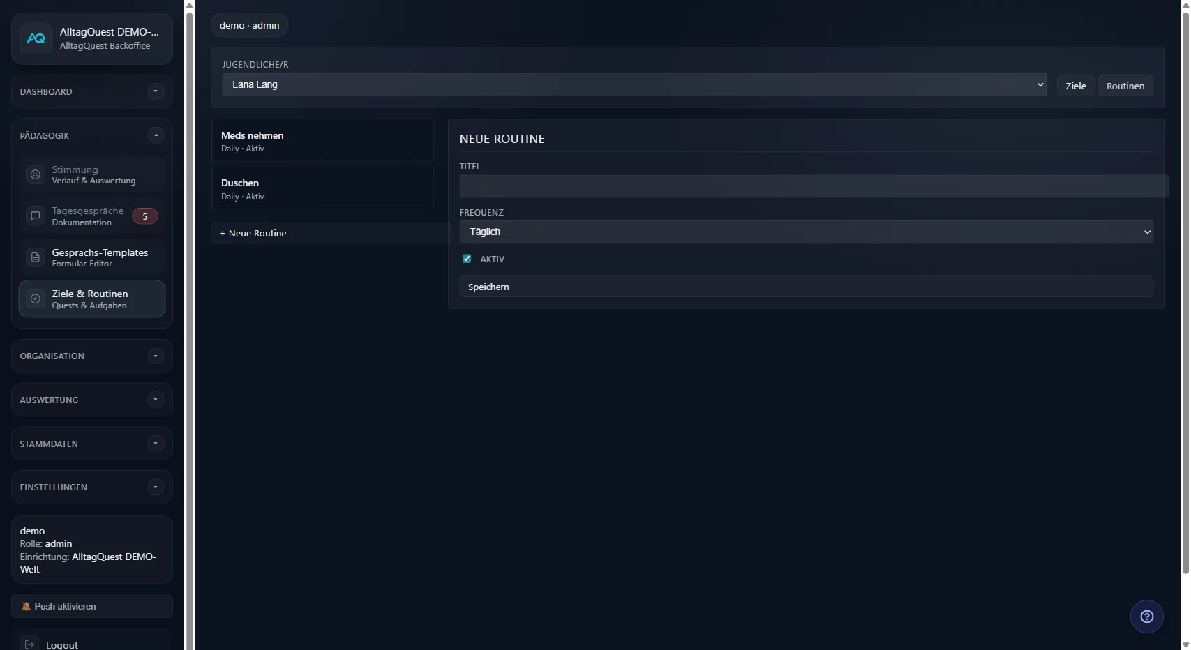 Routinen-Verwaltung – Jugendliche haken tägliche Aufgaben in der App ab